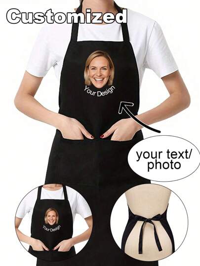 1pc Personalized Custom Chef Black Apron,Family Apron,Baking Apron,Housewife Apron,Eid Al-Adha Apron,Pet Shop Apron,Hairdresser Beauty Salon Cosmetologist Cosmetology School Barber Gift Custom,Unique,Personalized Ideal Gifts For Him Her,Boyfriend,Girlfriend,Dad,Mom,Family,Friends For Anniversaries,For Valentine's Day,For Mother's Day,For Birthdays,For Children's Day,For Father's Day,For Graduation,For Weddings,For Christmas,For Housewarming