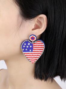 1Pair Of American Flag Colored PU Leather Earrings Drop Earrings For Women Girl For American Party Independence Day United States Presidential Election Vote Accessories Jewelry