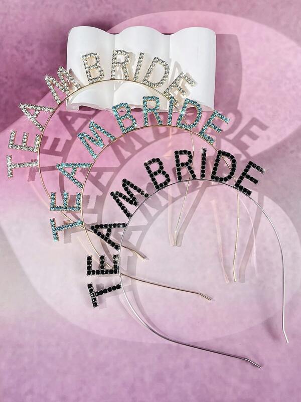 1 stuk elegante hoofdband met strass-letters voor vrouwen, geschikt voor feesten, bruiloften, bruidsmeisjes, bloemenmeisjes, bruidsfotoshoots, modieuze en luxe haaraccessoire voor bruiden