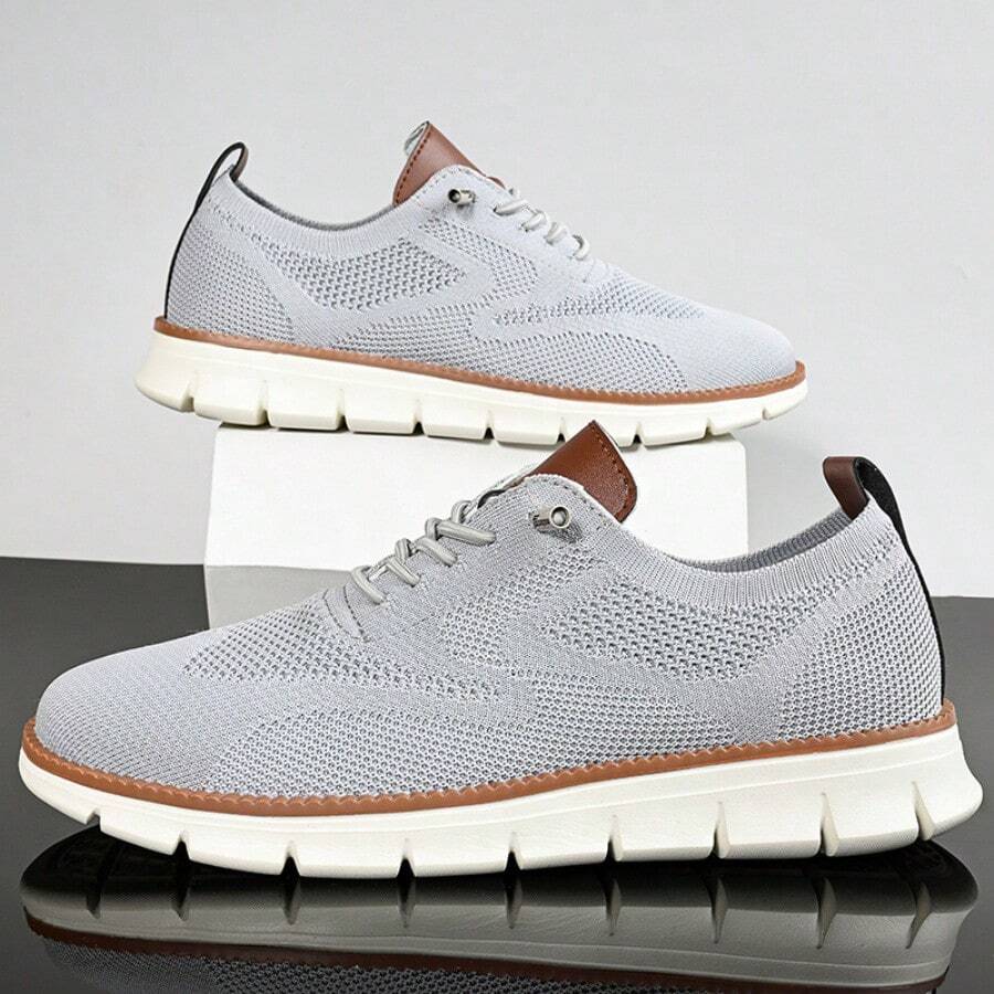 Plus Size Men's Shoes Breathable Mesh Breathable Casual Shoes Sports Men's Sports Casual Shoes - 灰色 - 查看 1