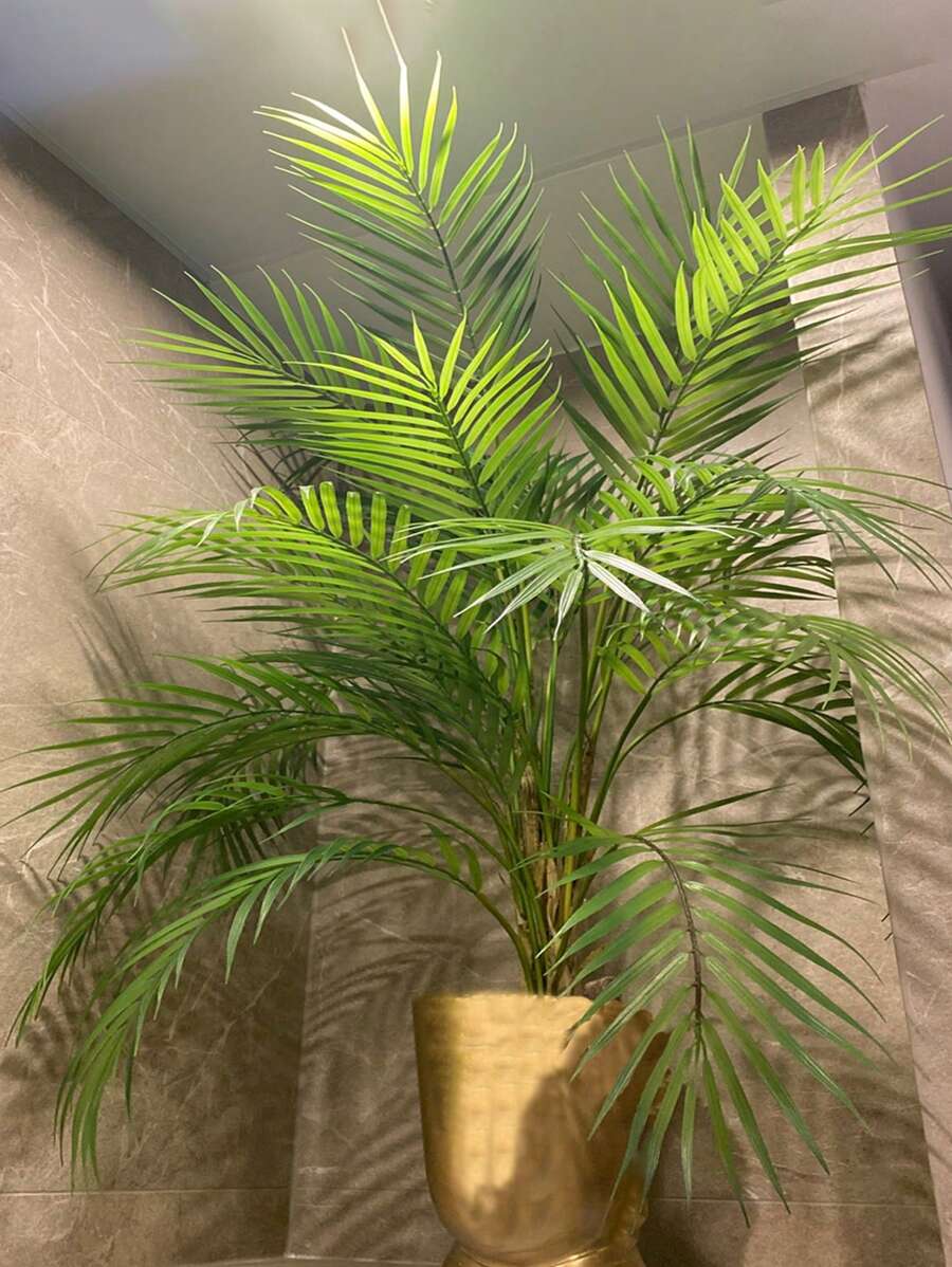 80-90cm Large Artificial Palm Tree Fake Tropical Palm Plants Plastic Monstera Leaves Green Cycas Tree Branch For Home Garden Office Party Kitchen Decor Without Pot 1pc