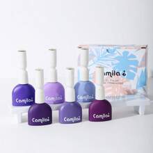 Set di smalti gel per unghie Camila in viola e blu, 6 colori da 14g/15ml ciascuno, tra cui lilla chiaro, azzurro pastello, lavanda estivo, blu ghiaccio, kit per manicure fai-da-te con smalto gel da imbibire, adatto all'uso domestico e per salone di bellezza per le donne.