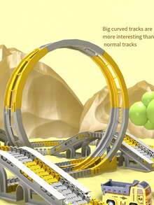 可变换电动火车玩具套装，铁路工程车玩具套装，不含电池 - 彩色 - 查看 4