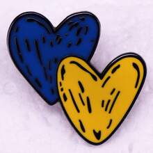 Blue And Yellow Heart Brooch Peripheral Accessories Badge - Multicolor - View 1