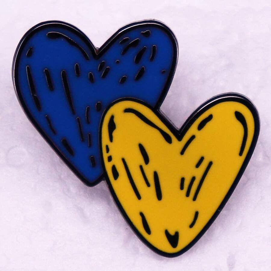 Blue And Yellow Heart Brooch Peripheral Accessories Badge - Multicolor - View 1