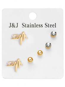 1 Pair Colorfast Infinite Symbol Animal Hollow Crystal Stud Earrings, Elegant Jewelry Set For Women