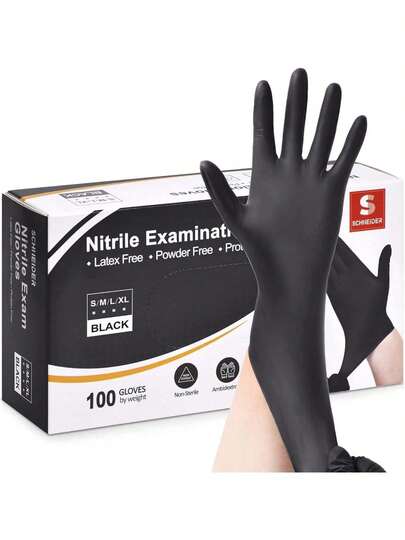 20/50/100/200/300pcs Black Disposable Vinyl Gloves, Disposable Gloves For Household Cleaning And Food Preparation, Disposable Latex Gloves For Kitchen, Suitable For Home, Kitchen, Restaurant, Cleaning Use, Multipurpose Cleaning Gloves (No Box)