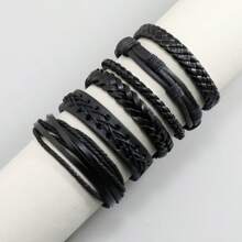 6pcs/Set Assorted Men's Leather Braided Bracelet