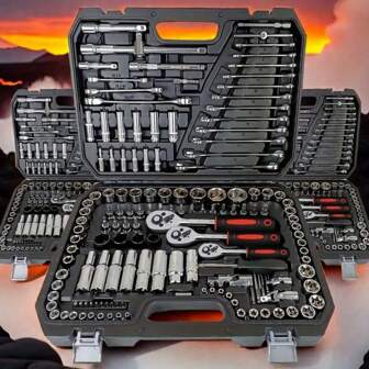 46pcs Ratchet Spanner Wrench Set, Chrome Vanadium Steel Handtools Kit, Auto Mechanic Tools, Toolbox, Men's Tools, Tools, Workshop Tools, Motorcycle Parts, Car Accessories, Tool Bag, Gift For Dad, Mechanic Toolset, Bicycle Parts, Repair Tool Set, Screwdriver Set, Outdoor Maintenance Tools, Storage Box, Home Repair, Easy To Carry, Christmas Gift