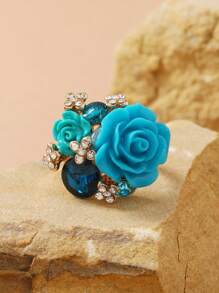 1pc Fashion Floral Butterfly Pearl Adjustable Ring