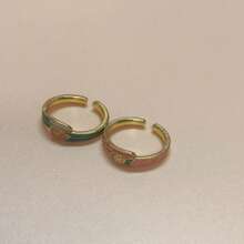 خاتم أنيق مطبوع عليه زهر الخوخ الأبيض المطلي بالطلاء المينا، هدية للنساء في أعياد الزواج والحفلات والعيد والعيد الوطني وعيد الشكر