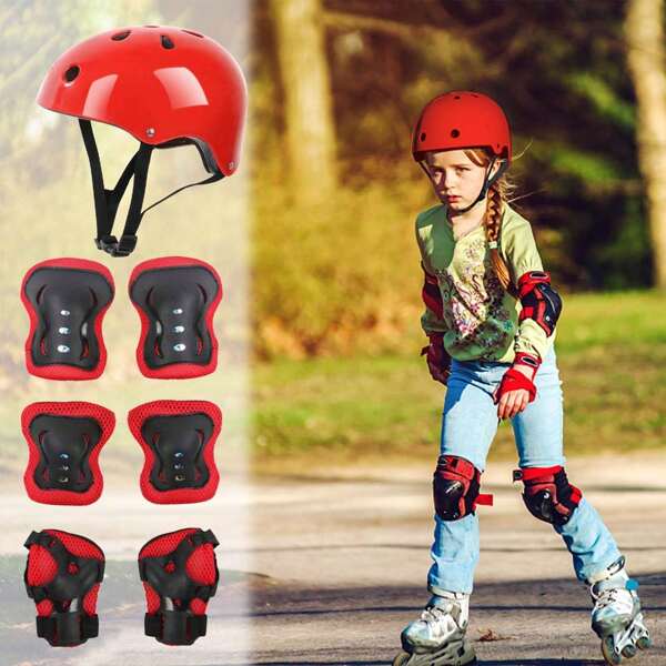 7 Stück Weihnachtsschmuck für Kinder, Helm, Knieschoner, Ellenbogenschoner, Fahrrad, Rollschuhe