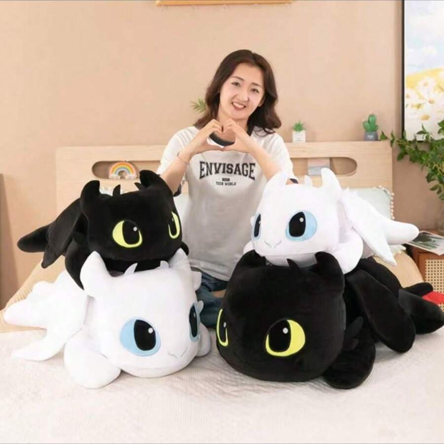 1 pieza - 2025 Nuevo-Lindo muñeco de peluche pequeño de dragón de dibujos animados Toothless Dragon Dol Almohada de animal de peluche.Gran regalo para cumpleaños, feriados, regalo perfecto