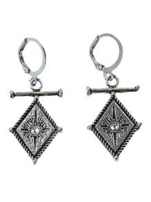 1 paire de boucles d'oreilles pendantes bohèmes géométriques à l'octogone avec fausse pierre de lune, charme vintage, convient pour le port quotidien des femmes et les cadeaux, toutes saisons