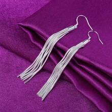 1 对长银流苏耳环，百搭女士耳坠，金色和银色可选