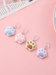 1pc Dog Paw, Cat Paw, Bear Paw Resin Anti-Dust Plug For IPhones, Android, Lightning, And Type-C Ports - Clear - View 5
