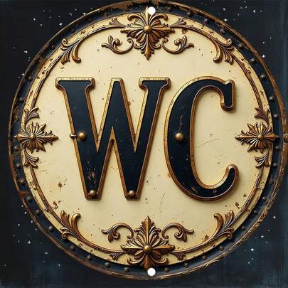[2D 平面] WC” 墙面标牌 - 耐用、防水、易于安装的装饰，适用于男厕所、酒吧、办公室、车库和俱乐部 - 优雅的花卉设计、酒吧装饰 | 花卉图案装饰 | 耐用的墙面标牌、浴室装饰