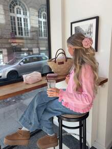 Cardigan lavorato a maglia dalle linee romantiche, con bottoni frontali, in colore rosa, design in pizzo, maglia casual, girocollo, manica lunga, adatto per uso quotidiano, vacanze, san valentino, giacca leggera