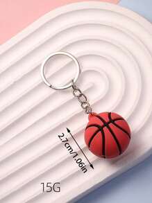 1/5Pcs Creative Football/Basketball/Volleyball/Rugby/Tennis Shaped Rubber Keychain For Girls, Suitable For Daily Casual Bags Accessories