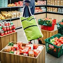 1pc Large Capacity Foldable Oxford Cloth Laundry Bag, Luggage Storage Bag With Wheels, Large Capacity Replacement Bag, Weighing 55.12 Pounds, Portable Supermarket Shopping Bag, Suitable For Home, Travel, Outdoor, Shopping - Green, Red, Blue, Color Options, Laundry Bag - 紫花 - 查看 5
