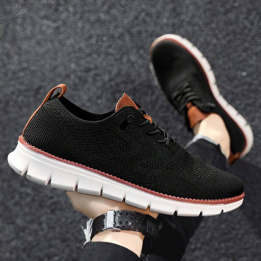 Plus Size Men's Shoes Breathable Mesh Breathable Casual Shoes Sports Men's Sports Casual Shoes - 黑色 - 查看 1