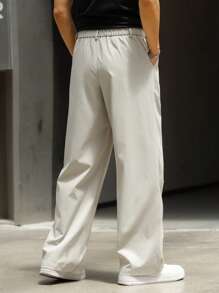 1 pieza Pantalones de estilo casual minimalista y de vanguardia, de corte holgado con pliegue simple y cintura semielástica, aptos para ocasiones como Día de Acción de Gracias, Día de San Valentín, Navidad, Día del Maestro, Carnaval, Pascua, Ramadán, Año Nuevo, Día de la Independencia, Día del Trabajo, Eid al-Fitr, Día de San Patricio, Año Nuevo Chino, Día del Padre