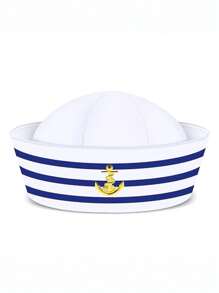4/2/1 blau gestreifter Matrosenhut mit rundem Oberteil ohne Kragen, Marine-Hut für Spaß, Partys, Feiertage, Halloween