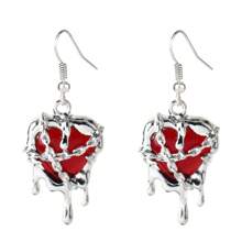 2 peças brincos com pingente de coração vermelho e preto, estilo gótico punk rock, para mulheres, moda criativa, estética grunge, joias Y2K, acessórios EMO, presente de dia dos namorados