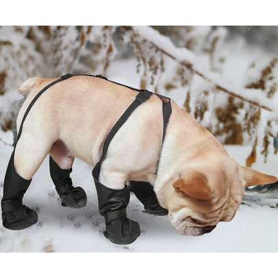 防水狗狗户外鞋/靴（不适合柯基犬），可调节狗狗雨靴，四季宠物爪子保护套，耐用防滑软底，防尘腿套，适合贵宾犬、斗牛犬、小型/中型/大型犬