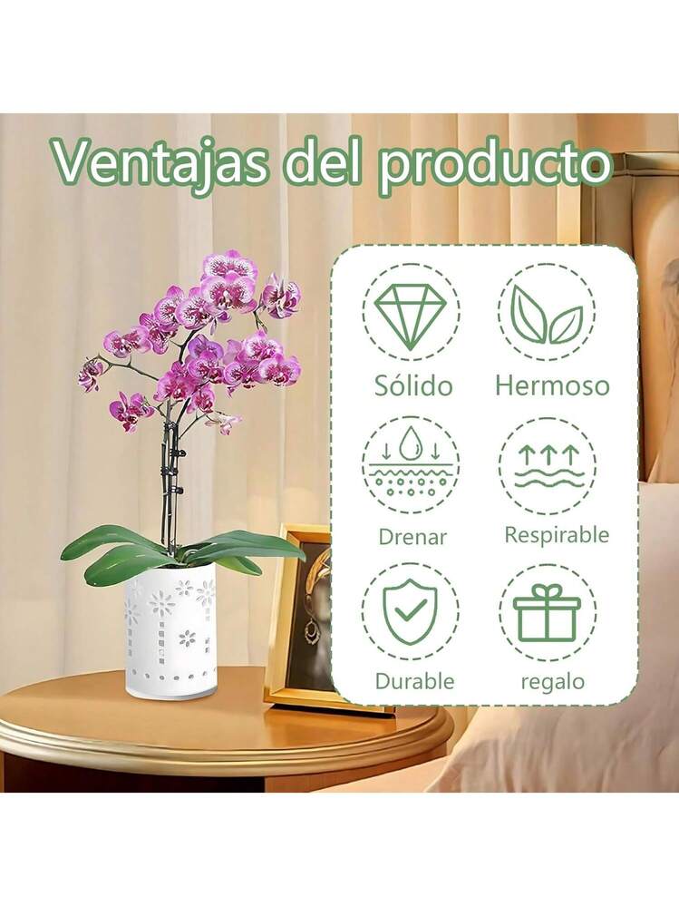 Orchid Pots, Orchid Pot With Holes And Saucers, 4-Inch Breathable