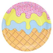 Decoraciones para fiesta de cumpleaños de helados 10 piezas/20 piezas/50 piezas/80 piezas, vajilla desechable de papel para fiesta de helados, platos, vasos, servilletas, decoraciones de mesa para fiesta de verano de helados o cumpleaños, suministros para fiesta de verano de helados - Multicolor - Ver 5