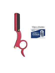 1pc Vintage Manual Thumb Razor, Customizable Laser Engraved Personalized, Includes 10 Blade Refills, Men Shaving Razor Christmas Beauty Accessories