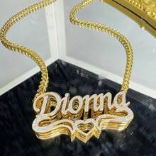 Individuell gefertigter glänzender zweischichtiger Namensketten- und Ohrringset, personalisierte Boho-Stil Bambusknotenohrringe, mattierte Edelstahl-Buchstaben-Herzform-3D-Paar-Halskette, Muttertagsgeschenk, bleibendes Geschenk für sie