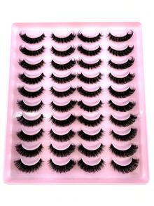 HBZGTLAD 20 Pairs Fluffy Crossed Extra-Long Blooming Faux Mink Lashes, Natural Looking 3D Handmade Reusable False Eyelashes Variety Pack - 黑色 - 查看 1
