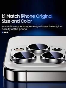 Miếng dán bảo vệ ống kính camera bằng kính cường lực kim loại, tương thích với iPhone 15 Pro Max, 14 Plus, 13 Mini, 15 Pro, 14 Pro, bảo vệ điện thoại, món quà lý tưởng cho sinh nhật, gia đình, bạn bè. Chất liệu kim loại hợp kim, kính cường lực phủ toàn màn hình, bảo vệ ống kính, chống nước, chống sốc, chống rơi, chống trầy xước, chống bám vân tay. - Bạc - Xem 4