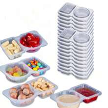 5/10/20 Pcs Double Compartment Condiment Container With Lid Double Compartment Snack Containers Double Compartment Snack Containers For To-Go Sauce, Sampling, Travel Snack (Transparent)