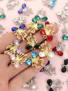10pcs Gorgeous Rhinestones Inlay Tassel Bow Charms Princess Style Necklace, Bracelet, Earrings & Clothing Decorations DIY Light Luxury And Unique Design Delicate Sparkling Bowknot Pendants - Perfect Gift For Girlfriend & BFF Friends, Suitable For Banquet & Party