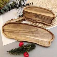 1/2pcs Wood Serving Tray, Wooden Fruit Plate, Solid Wood Dessert Plate, Multi-Functional Snack Dish, Decorative Food Tray, Washable Serving Platter, Coffee Cup Tray, Tea Cup Tray, Cheese Board For Home, Innovative Bread Tray, Room Decoration, Kitchen Decoration, Service TraySuitable For Family Gatherings, Friends Party Tray And Christmas Gatherings