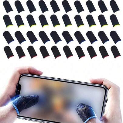 16pcs/40pcs Gaming Finger Sleeves, Suitable For Thumb, Mobile Game Finger Protector, Finger Sleeve Fits All Touchscreen Devices, 0.15mm Nano Fiber, Smooth Touch, Sweat-Proof, Ultra-Thin, Seamless Design, Breathable Anti-Sweat Thumb Sleeve, Mobile Touch Screen Anti-Slip Gloves, Suitable For Touchscreen Gaming Devices, Sweat-Proof, Anti-Slip, Anti-Fingerprint