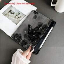 Ốp bảo vệ màu đen họa tiết hoa và bướm - Được thiết kế dành cho người dùng theo đuổi thẩm mỹ thanh lịch, có khe cắm bút, tương thích với iPad 10.9/10.2/Air thế hệ thứ 5/Pro 11/thế hệ thứ 10/9.7/Air 2/iPad (thế hệ thứ 7)/iPad (thế hệ thứ 8)/iPad Air 4/5/iPad Pro 11/iPad thế hệ thứ 10 10.9 inch (mẫu 2022)/iPad Air 13 (mẫu M3 2025)/iPad Air 11 (mẫu M3 2025)/iPad Air 11 (mẫu A16 2025), tích hợp chức năng tự động ngủ/thức, một phụ kiện máy tính bảng thời trang. - màu đen - Xem 6