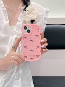 1个Y2K多巴胺蝴蝶结可爱图案马卡龙波浪纹手机壳，兼容 16/红米Note 11 4G/三星Galaxy A55/Infinix Note 30/摩托罗拉Moto E30，国际版，非国内版 - 粉色 - 查看 2