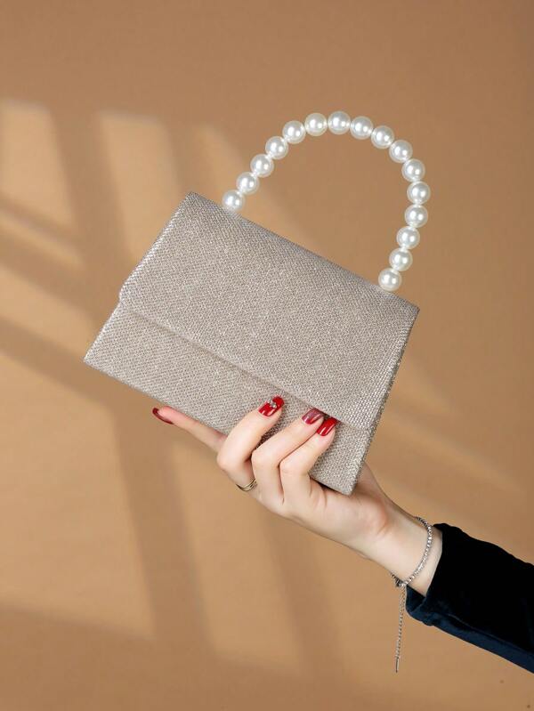 Elegant Women's Pearl Handbag, Fashionable Glitter Flap Clutch Purse For Ladies, Suitable For Girls, Women, College Students, Beginners And Office Workers To Use For Weddings, Parties And Balls, Applicable For Party, Prom, Wedding Banquet, Perfect As A Gift For Women