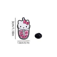 Sanrio Sanrio 1 szt./6 szt. Hello Kitty Anime Cartoon Urocza i oryginalna broszka metalowa naszywka, dodatek do odzieży, dodatek do plecaka, nadaje się do noszenia na co dzień i jako prezent dla przyjaciół. Akcesoria do szkoły, biura, koszul, kurtki, biżuterii, przypinki na Halloween, zabawne prezenty dla nauczycieli.