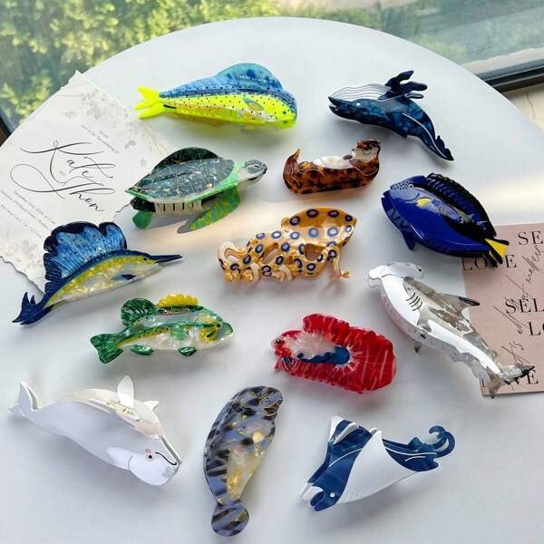 Schattige acetaat zeeschildpad, stippenpatroon, glanzende haarclip; Cartoon haarklem, kleurrijke acetaat haarklem; creatieve dierenprint, acetaat haarklem; schattige haarklem, uniek ontwerp zomerse haarclips haarklem haarklemmen haarklem haaropvangclip