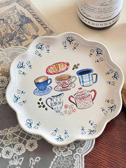 Cabin Kangaroo 1 件釉下彩色不对称形状甜点/餐盘，适用于牛排、意大利面、蛋糕、珠宝/配件托盘，非常适合酒店、餐饮、咖啡、茶、餐点、生日礼物、节日礼物、送给男朋友/女朋友的礼物