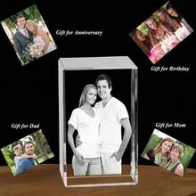 1PC [Crystal-Engraved Gift For Loved Ones] Custom Crystal-Engraved Photo Decor - Perfect For Living Room, Bedroom, & Special Occasions - Ideal Gift For Mother's Day, Father's Day, Valentines, Graduation, Christmas, Thanksgiving