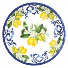 10件/20件/50件卡普里柠檬派对盘子用品蓝色瓷砖黄色柠檬派对餐具装饰夏季柑橘水果一次性纸盘餐巾杯适用于夏季节日生日新娘送礼会派对装饰 - 彩色 - 查看 5
