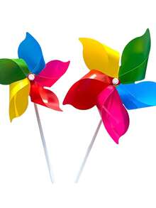 1-10 件彩色风车套装、DIY 风车套装、彩色风车套装、塑料、花园装饰、各种户外派对、庭院、农场和公园 - 彩色 - 查看 8