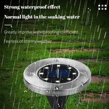 8 LED Solar Powered Pathway Lights, Smart Light Sensor + Automatic Day/Night Switch, Zero Electricity Lighting, IP65 Waterproof, Stainless Steel Material, Suitable For Garden, Pool, Stairs Decoration