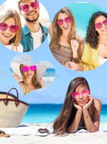 20 Stück/10 Stück herzförmige randlose Sonnenbrillen, Geburtstagsparty Gläser, klare farbige randlose Junggesellinnenabschied Party Hochzeit Hawaii Spiel Verkleidungsgläser